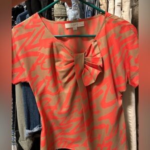 NWOT Loft Women's Coral and Tan Top